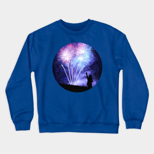 Blue and pink fireworks Crewneck Sweatshirt by Savousepate